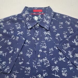 Nicoby Short Sleeve Soft Mens Button Down Shirt Blue Palm Trees Sz‎ M